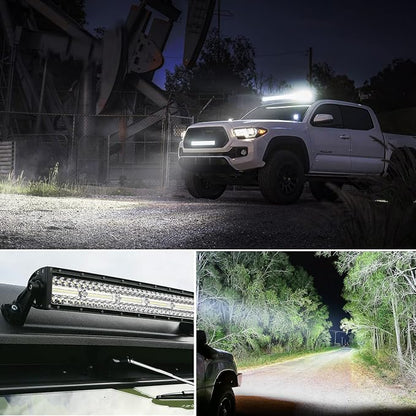 Nilight 42Inch LED Light Bar 2Pcs 4Inch 60W Spot Flood Lights Pods Off Road DrivingWork Lighting with 14AWG Wiring Harness Kit-3 Leads for Truck Tractor Pickup Boat SUV ATV UTV Car Van Camper
