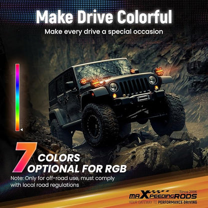 maXpeedingrods 2 Pack 7" 332W LED Off Road Lights, Round Fog Light with 7 RGB Colors, Side Shooter Lights 270°Wide Range, LED Light Bar for SUV, Pickup, ATV, UTV, Truck, Motorcycle