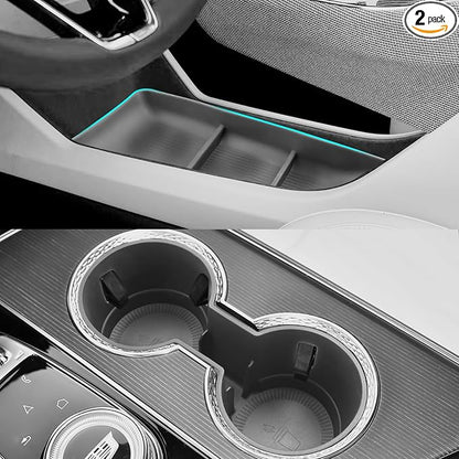 SHAOHAO 2 Pcs for 2025 2026 Cadillac Optiq Under Console Organizer for 2025 2026 Cadillac Optiq Accessories (Sport/Luxury) Lower Organizer & Cup Holder 2026 Optiq Space Expand Buttom Tray Easy Removal
