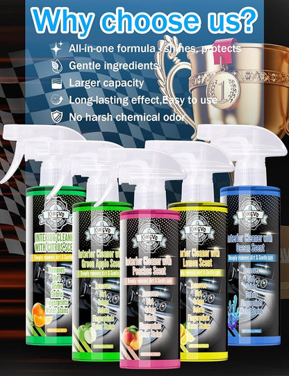 Car Cleaner Interior, Leather Cleaner Upholstery Interior Ceaning Kit Carpet Dashboard Shiny Car Stuff for Vinyl,Plastic,Fabric,Carpet & More,Ocean Scent
