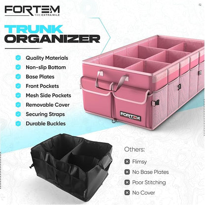 FORTEM Trunk Organizer For SUV Car Trunk Organizer, Foldable Storage, Car Accessories for Women Men, Collapsible Bag, 600D Oxford, Non Slip Bottom, Straps, Soft Cover (85L)