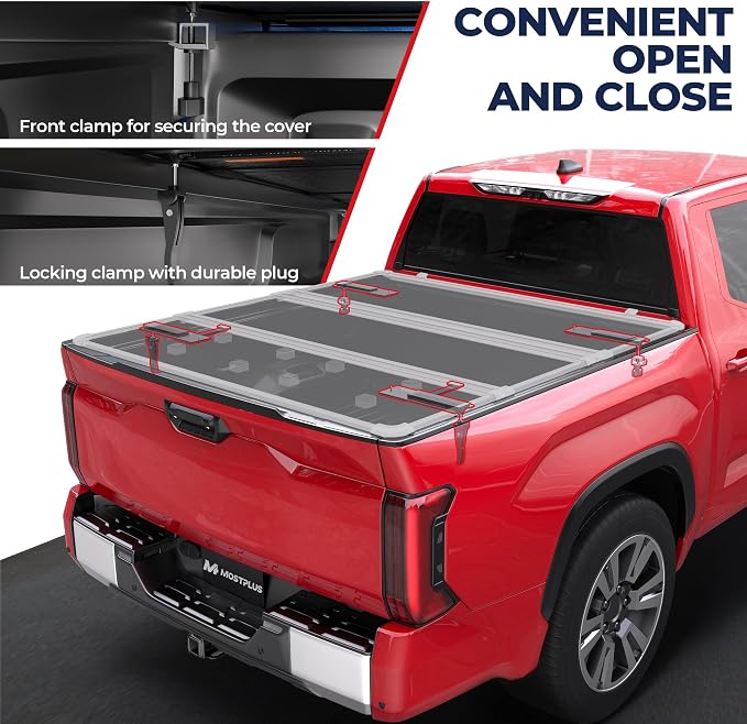 MOSTPLUS Tri-Fold Hard Truck Bed Tonneau Cover On Top Compatible for 2005-2015 Toyota Tacoma Bed 3 Fold Aluminum 5FT Bed Cover