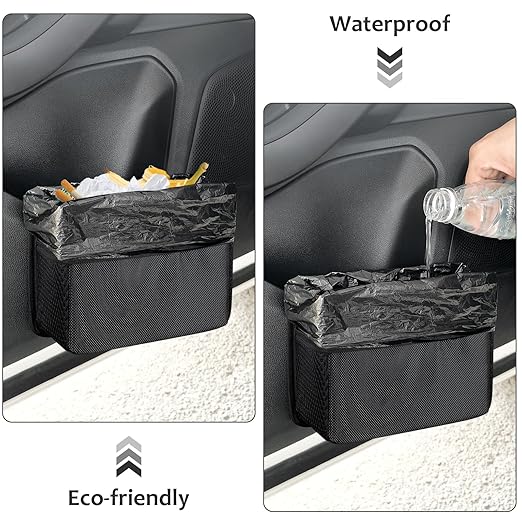 Accmor Collapsible Car Trash Can, Vehicle Garbage Organizer Holder Bin with One Roll Trash Bag, Waterproof Hanging Mini Auto Dustbin Accessories Storage Container for Vans, SUVs