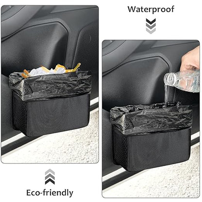 Accmor Collapsible Car Trash Can, Vehicle Garbage Organizer Holder Bin with One Roll Trash Bag, Waterproof Hanging Mini Auto Dustbin Accessories Storage Container for Vans, SUVs