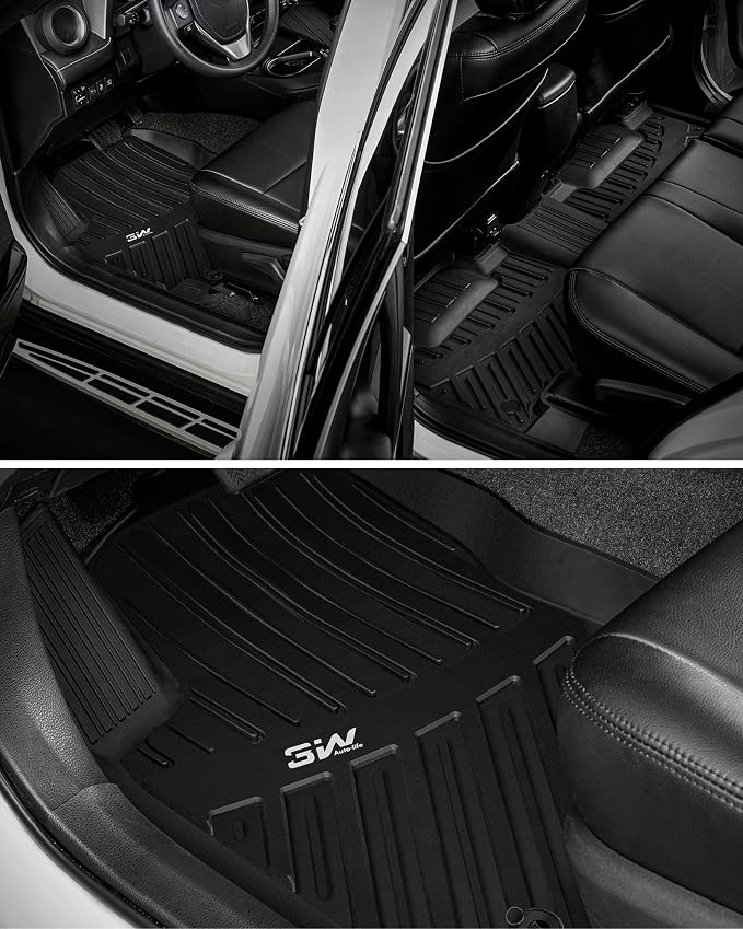3W Floor Mats Fit Toyota RAV4 2013-2018 (Nor for Hybrid or Prime), TPE All Weather Custom Fit Floor Liner for Toyota RAV 4 LE/XLE/SE/Limited/Platium Car Liners, Black