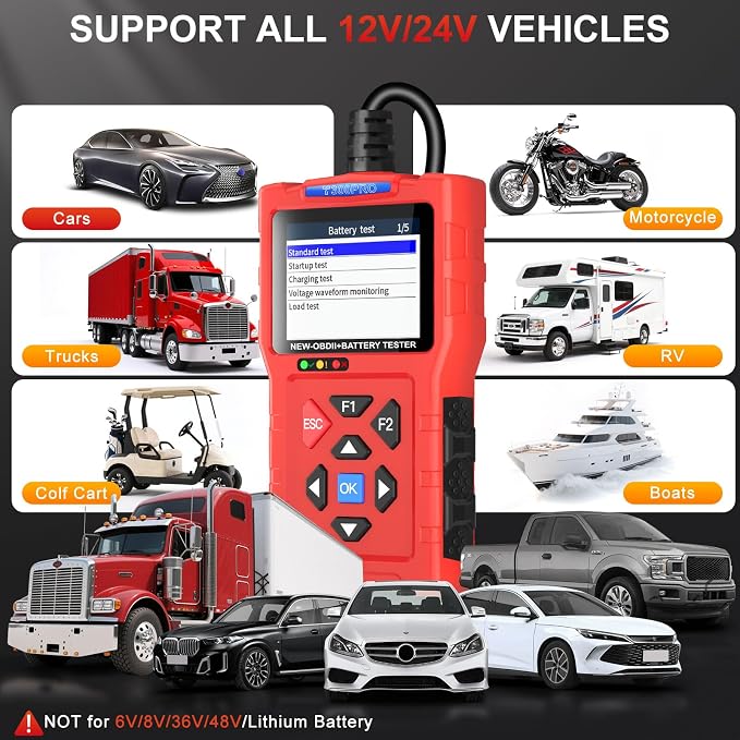 TopDiag T300PRO Car Code Reader & 12V/24V Battery Tester, Automotive Scan Tool for Check Engine Light, Live Data, and Car Battery Health Analyzer for DIYer