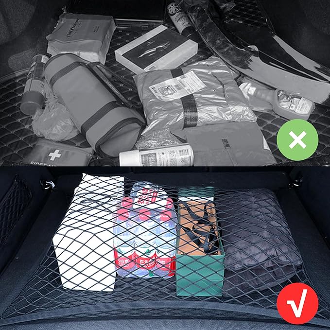 Cargo Net Suitable for Daily Light Loads of SUV Trucks,Mesh Organizer 4'x4' Stretches to 7'x7',Highly Elastic Truck Bed Net for Pickup Truck Bed