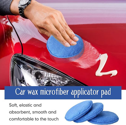 Tanlade 100 Pcs Car Detailing Microfiber Applicator Pad Wax Applicator Wash Microfiber Pads, 5 Inch Diameter (Blue)