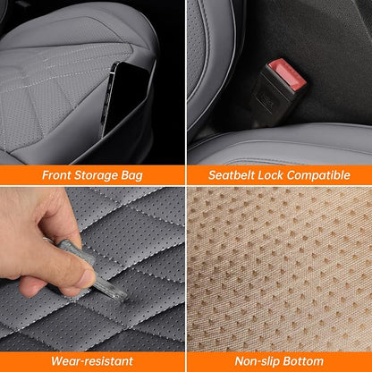 Full Coverage Car Seat Covers Full Set Waterproof, Luxury Leather Automotive Seat Covers Car Seat Protector, Front & Rear Seats Cover Sets Universal Fit for Most Vehicles Sedans SUVs, Gray