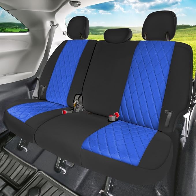 FH Group Custom Fit Car Seat Covers Specifically Made for Toyota Sienna 2011-2020, Car Seat Cover Full Set, 8 Seater Automotive Seat Covers in Blue Neoprene, Waterproof and Washable Seat Covers