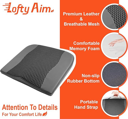 Lofty Aim Car Seat Cushion, Comfort Memory Foam Car Cushions for Driving - Sciatica & Lower Back Pain Relief, Driver Seat Pillow for Auto, Office Chair, Wheelchair - 4D Mesh Black