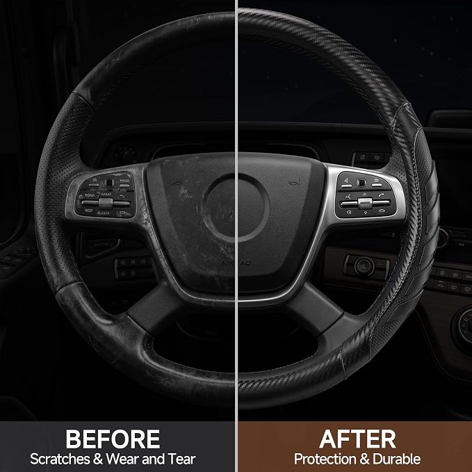 West Llama Semi Truck Steering Wheel Cover, Universal Fit 17.5-18 Inch Large Steering Wheels for RV, Big Rig, 18 Wheeler, Commercial Trucks and Buses (Extra Large Size-Black)