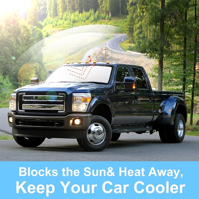 TINGLU Sun Shade for Ford F250 F350 Super Duty 2Dr Regular Cab,4Dr Super Crew Cab,Super Cab 2008-2016 Accessories Windshield Sun Shade Window Shade UV Rays Protection Sun Visor Cover