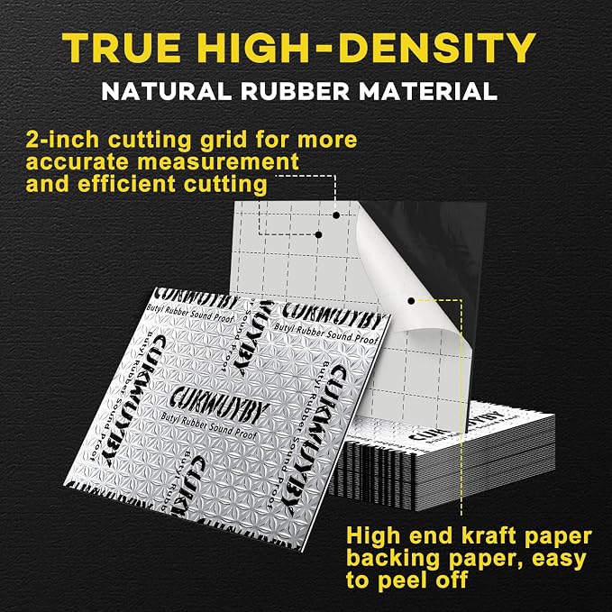 Sound Deading Material for Cars 50mil 52 sqft Car Sound Deadening Mat Butyl Automotive Sound Deadener Noise Insulation Vibration Dampening Material (47 pcs)