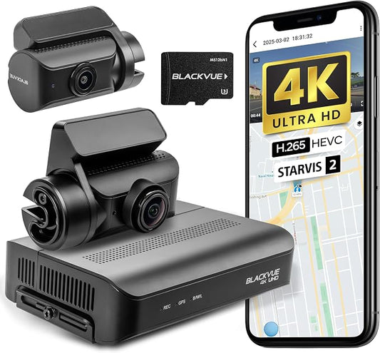 BlackVue DR970X Box Plus, 4K Dash Cam Front and Rear, STARVIS 2, Free 64GB Micro SD Card & Hardwire Cable Included, Dash Camera for Cars, 24H Parking Mode, Wi-Fi, GPS, App Control