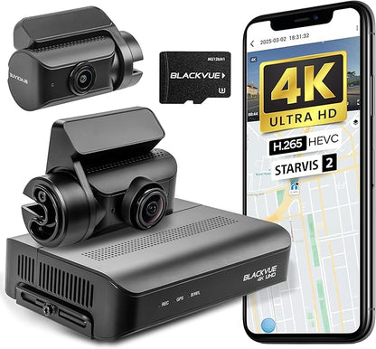 BlackVue DR970X Box Plus, 4K Dash Cam Front and Rear, STARVIS 2, Free 128GB Micro SD Card & Hardwire Cable Included, Dash Camera for Cars, 24H Parking Mode, Wi-Fi, GPS, App Control