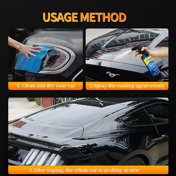 SOPAMI 2-Pack Advanced Car Coating Spray, Quick-Acting Polish & Wax for Scratch Removal, Waterless Wash, and Glass Oil Film Cleaning 17.6fl Oz/500ml