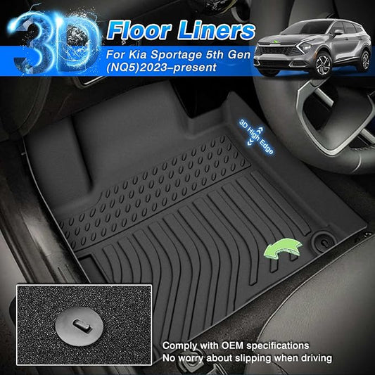 Cartist Floor Mats Fit for Kia Sportage 2023-2026 (Only for Hybrid Models) (Not Fit Plug-in) All Weather Car Mat Floor Liner for Sportage Accessories, Front & Rear Row TPE Waterproof