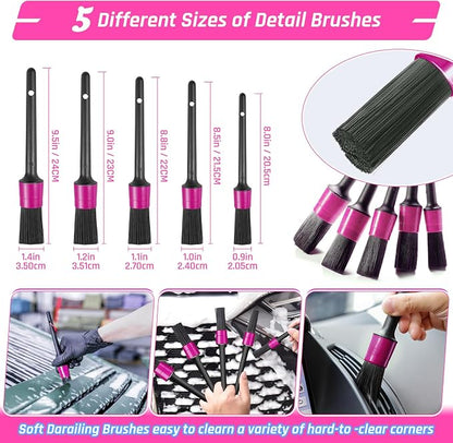 55PCS Pink Car Detailing Kit Interior Cleaner with High Power Handheld Vacuum, Car Wash kit with Detailing Brush Set,Car Interior Detailing Kit,Car Accessories for Cars,Gifts for Women
