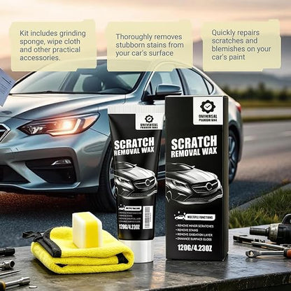 Scratch Remover for Vehicles - Car Paint Scratch Remover with Sponge & Wipe, Car Scratch Repair Kit for All Color, Auto Detailing Polish for Light to Deep Scratches (3 PC)