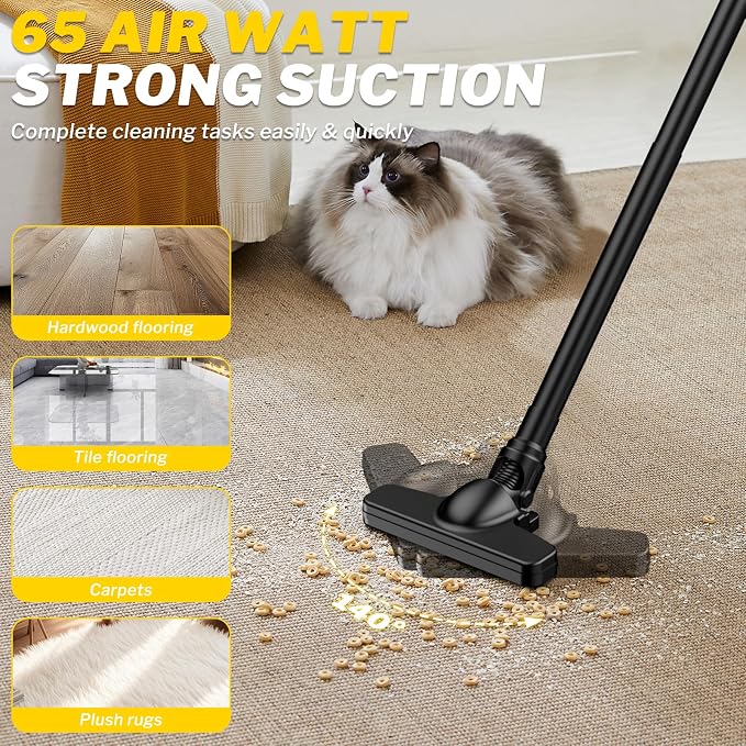 Cordless Vacuum Cleaner for Dewalt 20V Battery, 6 in 1 Handheld Electric Vacuum Cleaner with HEPA Filter and LED Light, 46 CFM Portable Hand Vacuum for Floor, Carpet, Car (Battery Not Included)
