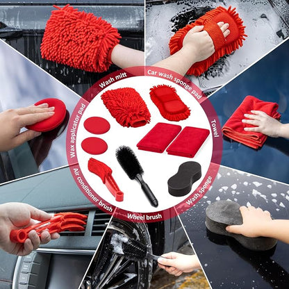 45Pcs Car Wash Cleaning Kit with High Power Handheld Vacuum Windshield Cleaning Tool with Side Mirror Squeegee Detailing Brushes Tire Brush Towels Complete Detailing Set for Car