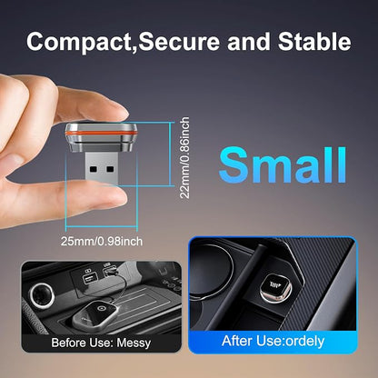 Mini Wireless Carplay Adapter for iPhone, 2-in-1 CarPlay & Android Auto Wireless Adapter for Car(2015+) with Wired CarPlay, USB-A/C Plug & Play, Fast Auto-Connect for iPhone iOS 10+ Android 11+