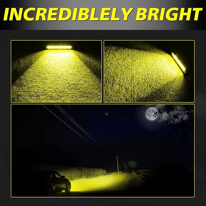 7 Inch Amber LED Light Bars 36W Spot Slim Single Row LED Light Pods Offroad Driving Lights Amber Fog Lights Chase Light 2Pcs for Trucks Pickup SUV UTV ATV Dirt Bike Snowmobile