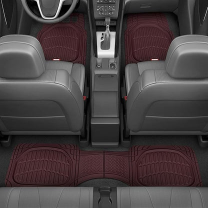 Motor Trend FlexTough Floor Mats for Cars, Burgundy Deep Dish All-Weather Car Mats, Waterproof Trim-To Fit Automotive Cars Trucks SUV, Universal Liner Accessories