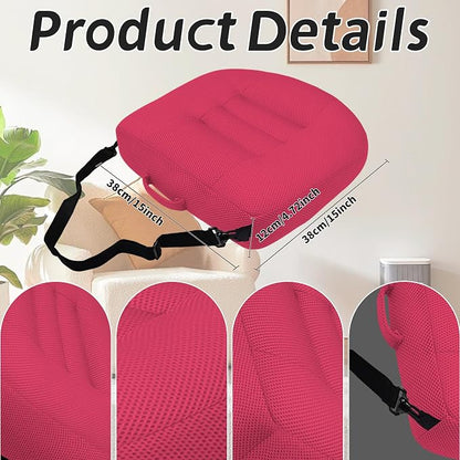 Car Booster Bandage Seat Cushion for Short Adults Thick Breathable Mesh Height Adjustable for Driving, Office & Home Use Universal Fit for Cars, Trucks & Wheelchairs 15.7"x15.7"x4.7"-Pink