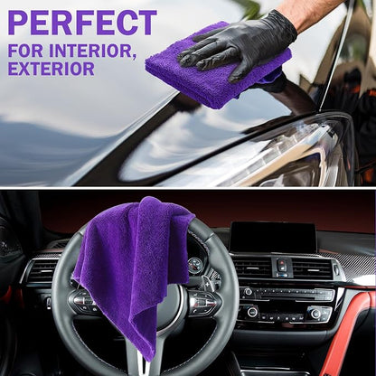 Tallew 15 Pcs 15 Pcs Car Microfiber Towels Buffing Drying Wash Cleaning Cloths Plush Large Towels Thick Care Polishing Detailing Waxing Scratch Proof Towel, 15.75 x 15.75 Inch (Purple)