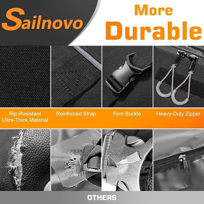 Sailnovo Soft Car Rooftop Cargo Carrier Roof Bag 15 Cubic Feet Waterproof Car Top Carrier, Fits Most Vehicle with/Without Rack, Include Anti-Slip Mat,4 Reinforced Straps,4 Door Hooks
