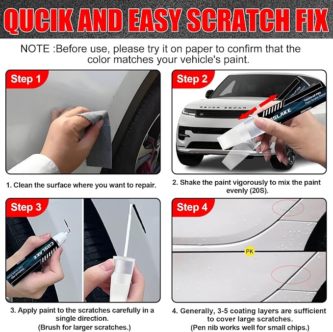 Car Touch Up Paint(Hakuba Silver(2459/1DU/MGH)) for Landrover, Car Paint Scratch Repair Kit, Quick & Easy Solution to Repair, Scratch Remover Pen with 2PCS Disposable Micro Applicators