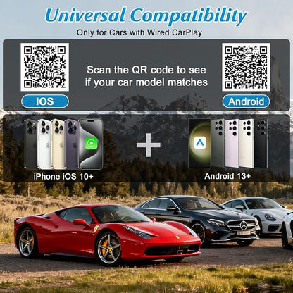 4 in 1 Wireless CarPlay Adapter - 2026 Upgraded Screen Mirroring Adapter for Apple CarPlay & Android Auto & AirPlay & MirrorLink, Screen Mirror Dongle for Car, Plug & Play, Come with Type-C Extension