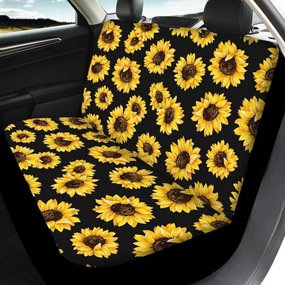 Sunflower Car Seat Covers Full Set,Cute Yellow Flowers Lovely Floral Print Vehicle Front Rear Bench Cushion Protectors for Women Men Auto Interior Accessories Universal Fit for Trucks Sedans