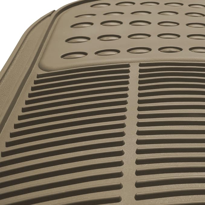 FH Group Car Floor Mats - Heavy-Duty Rubber Floor Mats for Cars, Universal Fit Full Set, Trimmable Automotive Floor Mats, ClimaProof Floor Mats For Most Sedan, SUV, Truck Floor Mats Beige