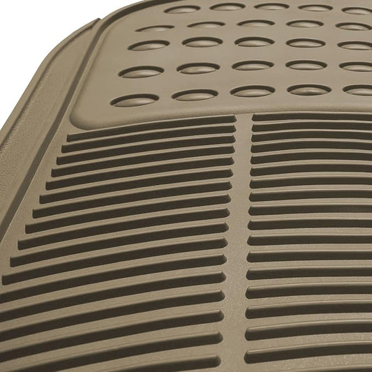 FH Group Automotive Floor Mats Climaproof for All Weather Protection Universal Fit Trimmable Heavy Duty fits Most Cars, SUVs, and Trucks, 2pc Front Set Solid Beige