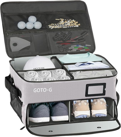 3 Layer Golf Trunk Organizer - Large Capacity Golf Trunk Organizer for 2 Pair Size 13 Shoes, Gifts for Men for Accessories, Balls, Tees, Clothes, Gloves
