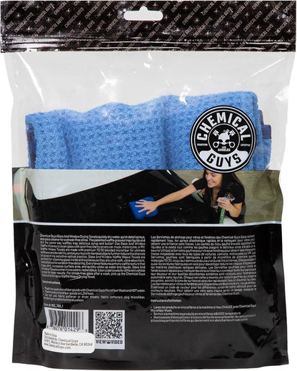 Chemical Guys Waffle Weave Glass and Microfiber Towel Blue 24"x 16" (Pack of 2)