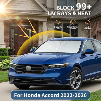 for Honda Accord 2023 2024 2025 2026 Windshield Sun Shade - Foldable Front Window Shade Windshield Cover Custom Fit Honda 11th Gen Accessories Sun Visor Shade Blocks UV Rays Accessories