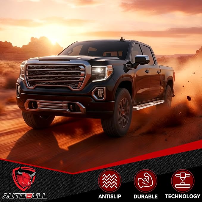 Crew Cab Running Boards Side Steps Compatible with 2019-2026 Chevy Silverado & GMC Sierra 1500 (Excl 2019 Ld/Lt), 2020-2026 2500 HD 3500 HD, Stainless Steel Step Bars