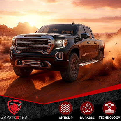 Crew Cab Running Boards Side Steps Compatible with 2019-2026 Chevy Silverado & GMC Sierra 1500 (Excl 2019 Ld/Lt), 2020-2026 2500 HD 3500 HD, Stainless Steel Step Bars