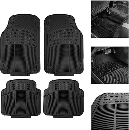 FH Group Automotive Floor Mats - Heavy-Duty Rubber, Universal Fit Full Set, ClimaProof, Trimmable For Most Cars, Sedan, SUV, Truck, Black