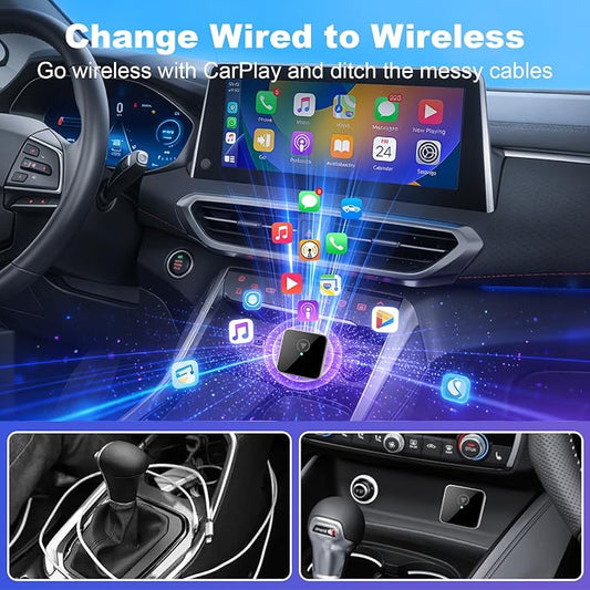 2026 Upgraded Mini Bluetooth 2-in-1 Plug & Play Car Audio Adapter, Wireless Android Auto Adapter, Car Play Wireless Adapter, Fast Auto-Connect Compatible with iPhone iOS 10+ & Android 11+ Cars