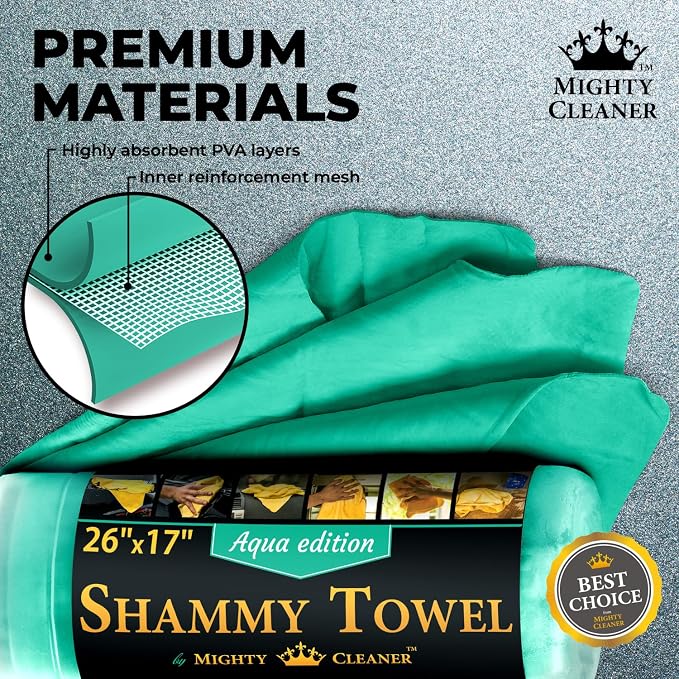 Premium 2pk +1 Free Shammy Cloth for Car Drying - 26"x17" - Super Absorbent Chamois Towel - Scratch-Free, Reusable & Soft Wash Cloth - Car Drying Towels