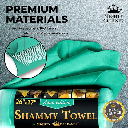 Premium 2pk +1 Free Shammy Cloth for Car Drying - 26"x17" - Super Absorbent Chamois Towel - Scratch-Free, Reusable & Soft Wash Cloth - Car Drying Towels