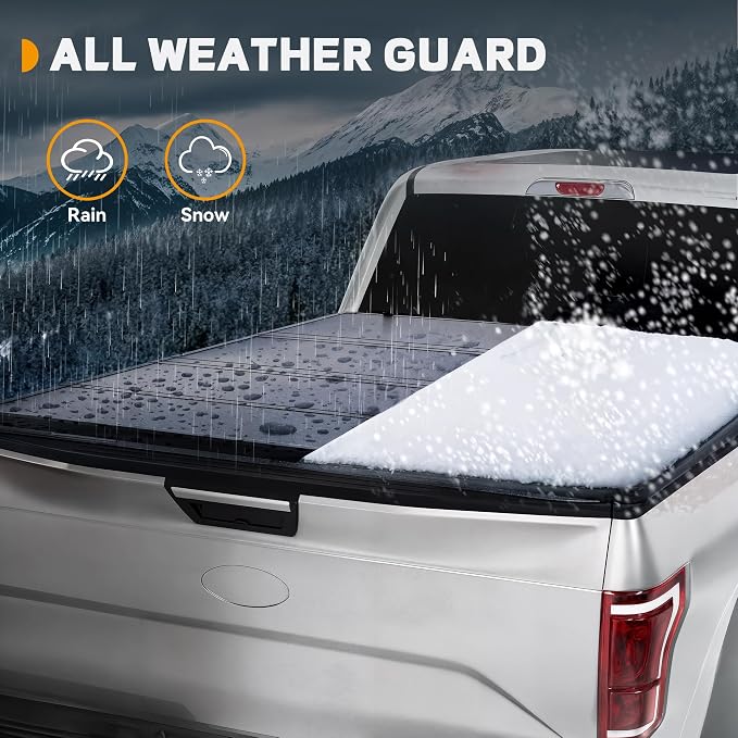 Hard Quad-Fold Truck Bed Tonneau Cover Fit for Dodge Ram 1500 2009-2026 (Incl. Classic & New) 5.7 ft Bed Without Rambox
