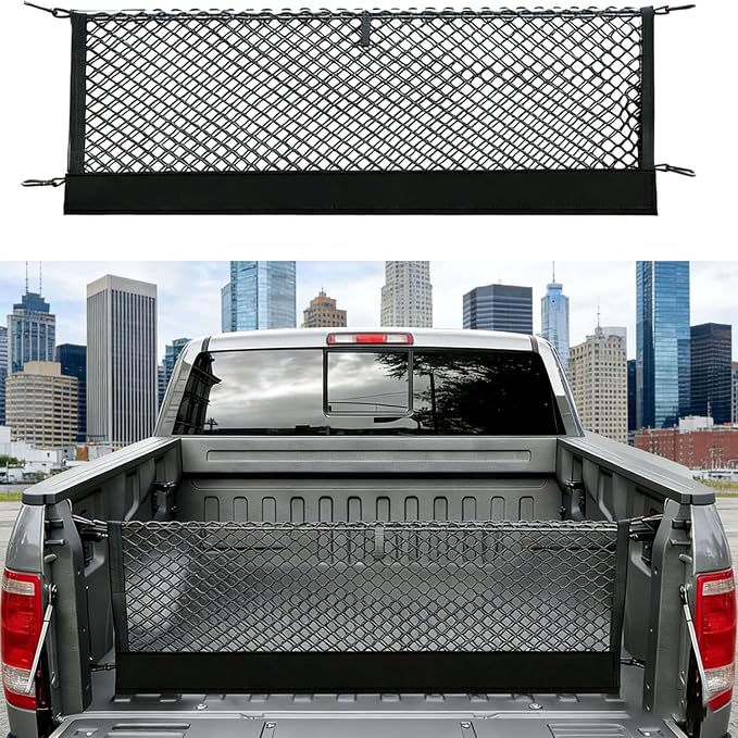 Envelope Style Truck Cargo Net Compatible with Toyota Tacoma & 2005-2026,Honda Ridgeline 2017-2026 Highly Elastic Truck Bed Net for Tacoma &Ridgeline Accessories, Upgraded Storage Bag & 5mm Bungee