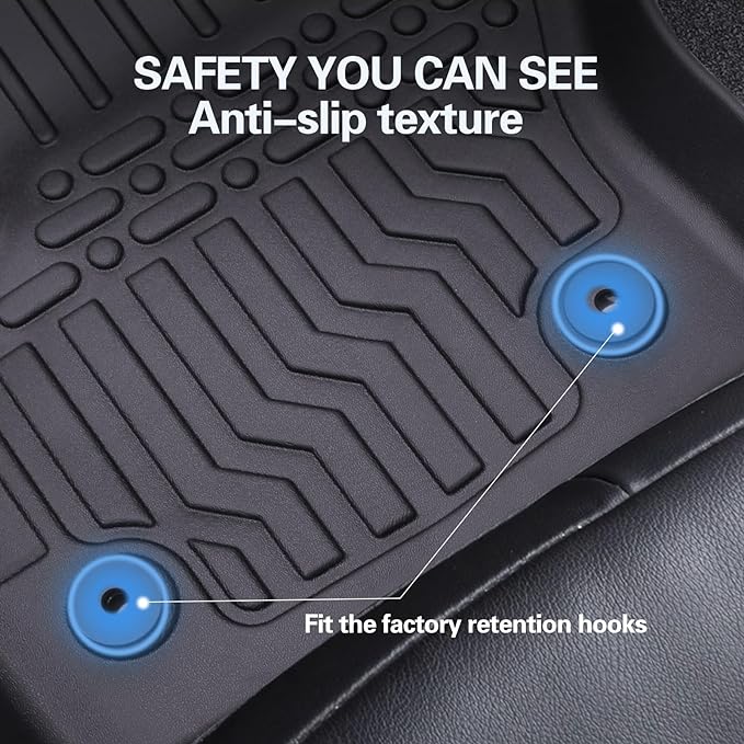 All Weather Rubber Floor Mats Compatible with 2013-2019 Ford Escape & 2013-2018 C-Max, 3Pcs Car Automotive Floor Mats & Cargo Liners Black (2013-2019 Escape & C-Max)