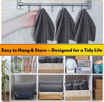 Nuenen Microfiber Cleaning Cloths for Cars 16 x 16 Inch Ultra Absorbent Car Towels Drying Reusable Cleaning Supplies House Kitchen Window Microfiber Towel (Gray,60 Pcs)